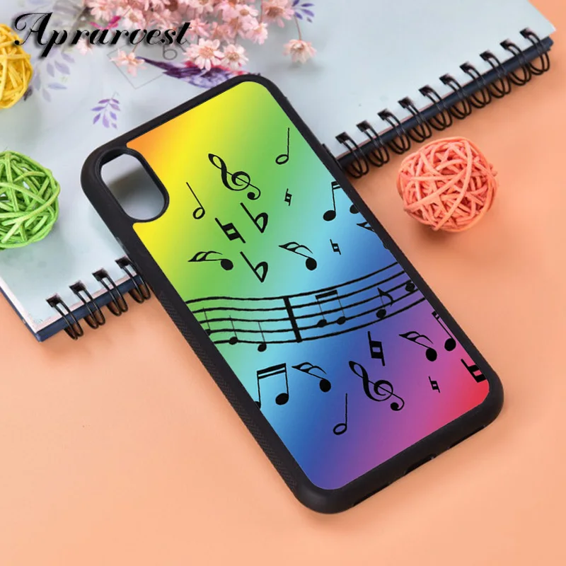 Aprarvest Music Rainbow Custodia In Gomma Siliconica Per Iphone 6 6S 7 8 Plus X Xs Xr 11 12 Mini Pro Max
