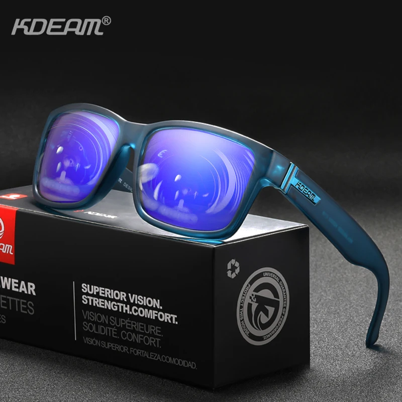 KDEAM Polarized Square Sunglasses For Men Women - UV400, Reflective Sport Shades