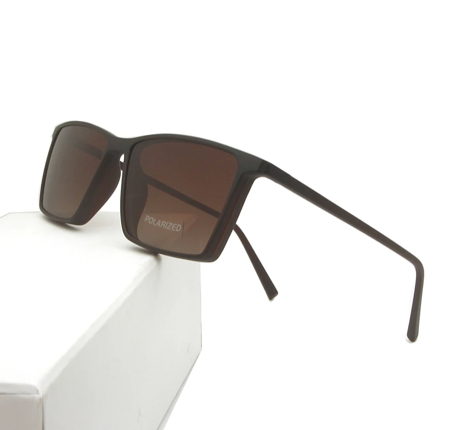 eyewear brown Сверхлегкие TR90 магнитные солнцезащитные очки мужские Поляризованные прикрепляемые солнцезащитные очки для мужчин и женщин UV400 высокого качества Квадратные оттенки - Lenses Color: eyewear brown