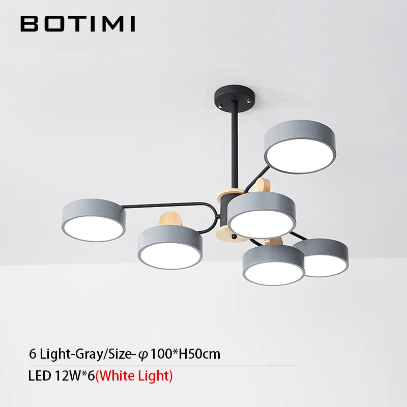 GY 6 - White Light BOTIMI, Новое поступление, скандинавский светодиодный канделябр для зала, круглые металлические канделябры, 3, 6, 8 огней, люстры для столовой в помещении - Цвет абажура: GY 6 - White Light
