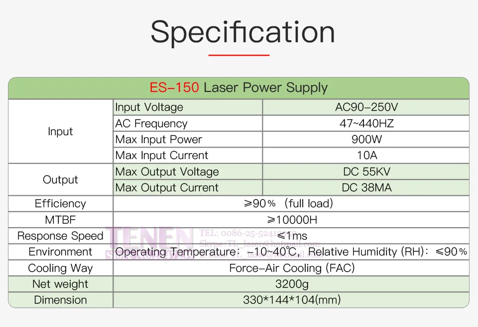HY-ES150 Co2 лазерный источник питания 130 Вт 150 Вт PSU Co2 лазерное устройство 110 В 220 В Co2 лазерный источник для лазерная резка, гравировальный станок