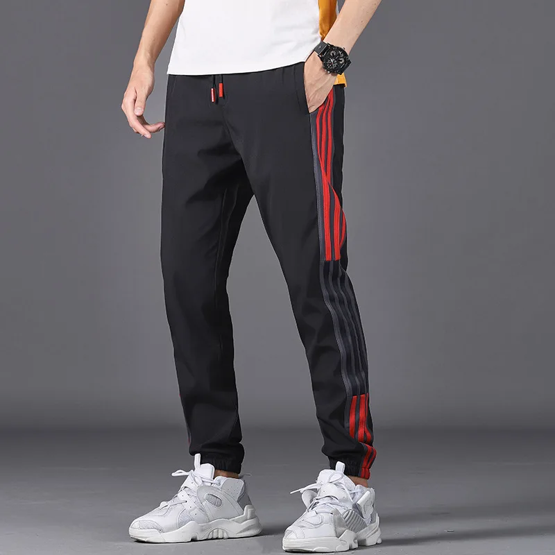 

Summer Men Pants Striped Jogger Spring Casual Mens Sweatpants Cotton Long Trousers New Pencil Harem Pants Man Street Clothing