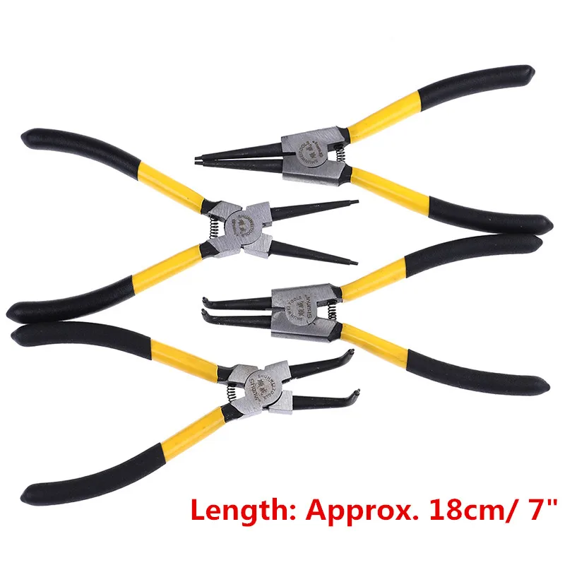 1Pc 7' snap ring pliers curved straight tip circlip combination retaining clip+q