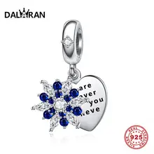 DALARAN, 925 пробы, серебро, снежинка, сердце, Висячие Подвески, бисер, Подходит для Pandora, 925, браслет, подвеска, ювелирное изделие