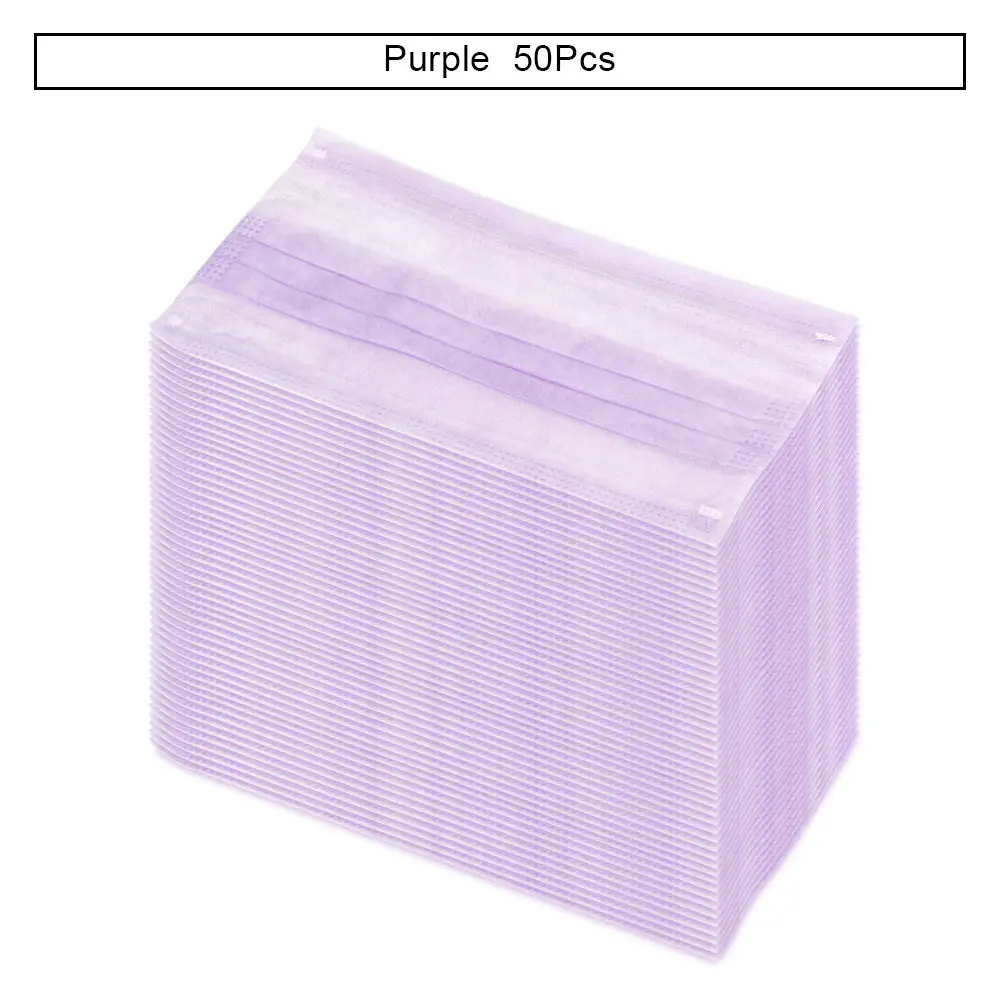 Purple 50Pcs 50/100 шт маска для лица ресницы одноразовые маски для ресниц для наращивания Cílios ресниц Маска Анти-пыль с защитой от ветра дышащий гигиена полости рта - Цвет: Purple 50Pcs