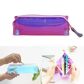 

Pencil Bag Transparent Laser School Pencil Case Large Capacity Pen Bag Case For Kid Gift Office Supplies Creative Papeterie