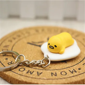 

1PCS Gudetama Egg Keyring Pendant Yellow White Lazy PVC Action Figure Toys Keychain Toys