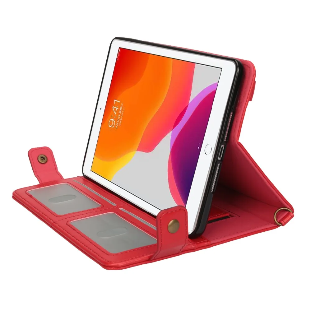 Для iPad 7, 10,2 дюймов, чехол с ремнем через плечо, Сумка с ремнем, дизайнерский кожаный чехол, держатель ручки для карточек, модная деловая сумка для женщин