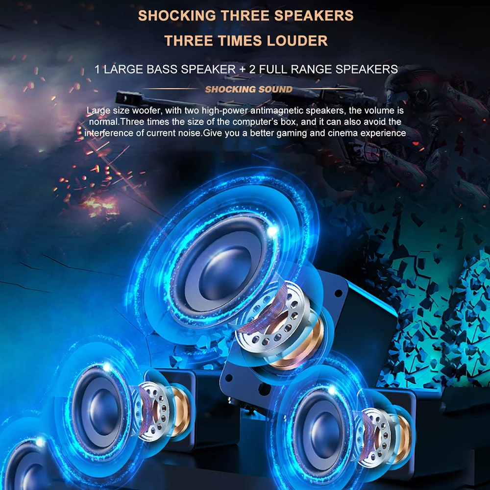 Computer Audio USB 2.1 Multimedia Bluetooth Overweight Subwoofer Desktop Home Speaker Wired Universal Audio