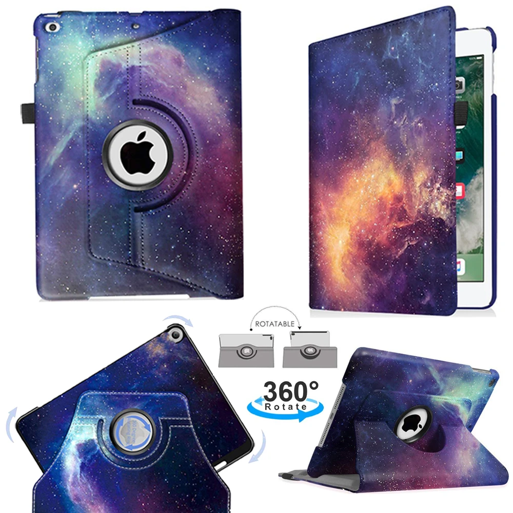 

360 Degree Rotating Stand Case For IPad 2018 2017 9.7 IPad Air 1/2 Case PU Leather Flip Cover Case For IPad 6th/5th Generation