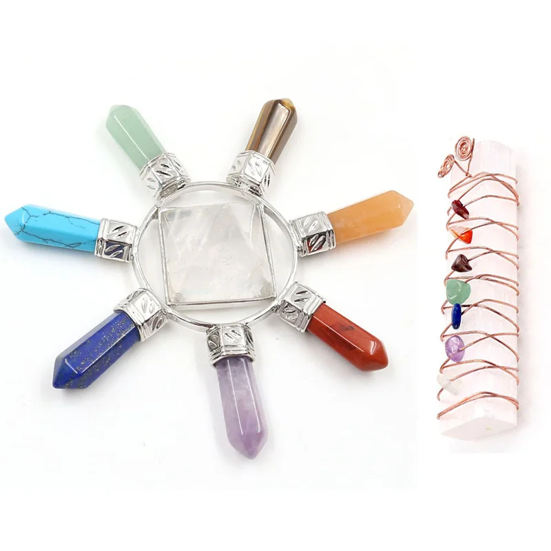 

XSM 7 Рэйки, лечение чакры набор квадратная Пирамида генератор энергии проволочные обмотки бусины селенитная палочка Йога Медитация домашний Декор набор