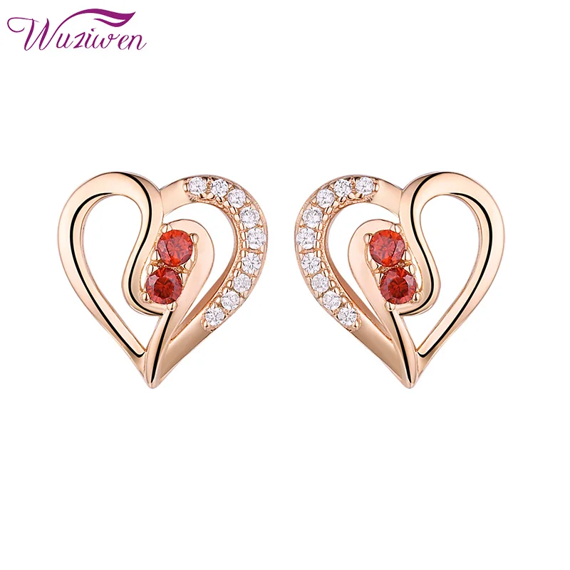 Wuziwen 925 пробы серебряные серьги-заглушки для женщин розовое золото в форме сердца