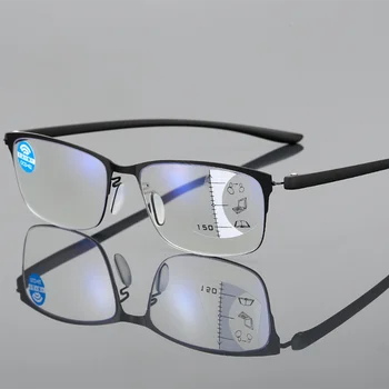 Progresywne okulary do czytania lub pracy przy komputerze Multifocus Blokujące niebieskie światło Zawias sprężynowy ze stopu tytanu