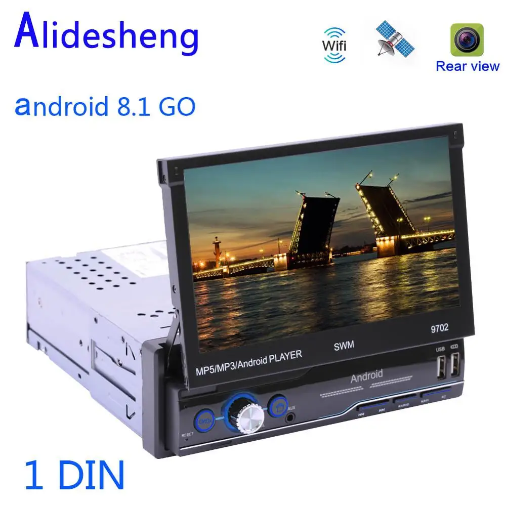 1 Din Android 8,1 Выдвижной Автомобильный DVD мультимедийный плеер 1DIN 7 ''сенсорный экран автомобильное радио gps Wifi Авторадио Bluetooth