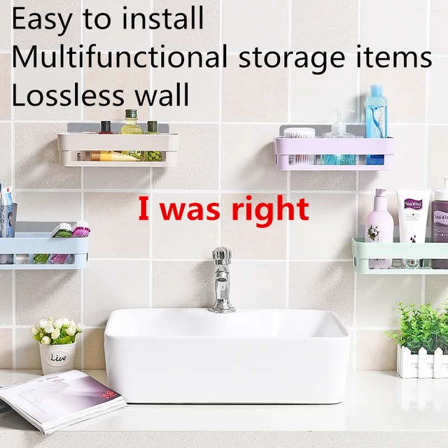 1/2 Set Bathroom Shelves Self-adhesive Corner Shelves Bathroom Towel  Organizer Bathroom Finishing Accessories - Bathroom Shelves - AliExpress