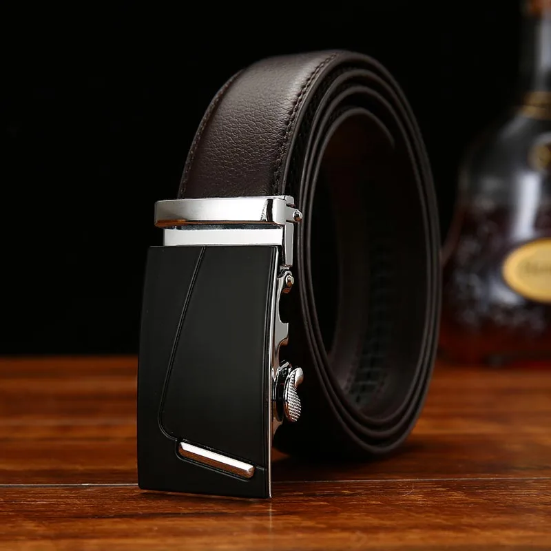 Silver buckle brown Anxianni, металлическая пряжка, роскошная Автоматическая пряжка, мужские ремни, модный брендовый дизайнерский ремень, мужской кожаный ремень из натуральной кожи - Цвет: Silver buckle brown