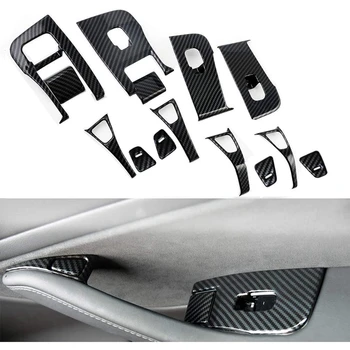

14PCS Car Inner Door Armrest Window Lift Button Cover Trim Kit for Tesla Model 3 2016-2019 Window Lift Cover Trims
