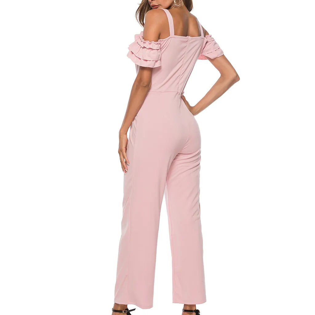 Womail прочная перевязь Jumosuit женские сексуальные однотонные с открытыми плечами без рукавов с вырезом лодочкой Летние повседневные Комбинезоны элегантный комбинезон