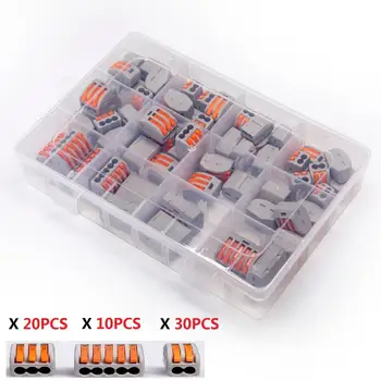 

PCT- 212 213 215 60PCS Spring Terminal Block Electric Wire Cable Quick Connector 2/3/5 Way screw terminal block