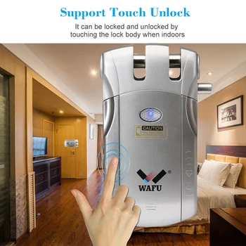 

A+Wafu Wf-010 Wireless Electronic Door Lock Keyless Invisible Intelligent Lock With Press Locked&Unlock Button 4 Remote Control