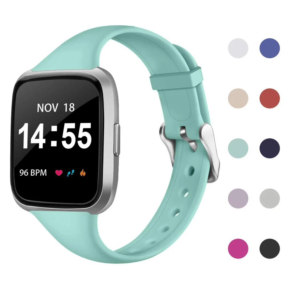 Band For Fitbit Versa 2 Strap Slim Thin Narrow Replacement Bracelet For Fitbit Versa/Versa 2 Band Silicone Smartwatch Wrist