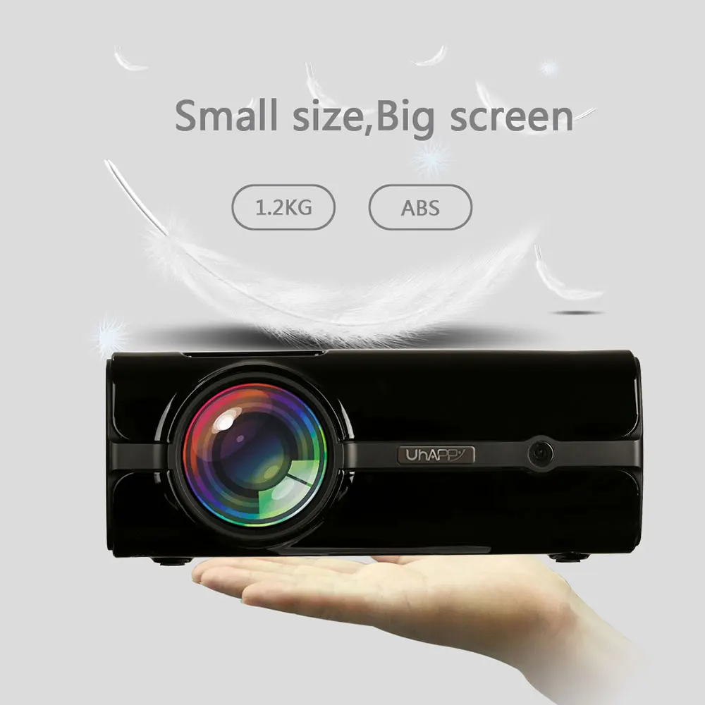 Портативный проектор Uhappy U45 Pro Led 1080P мини-проектор домашний кинотеатр(Поддержка HDMI, USB, VGA, AV, tv) 18000K цвет с HDMI кабелем