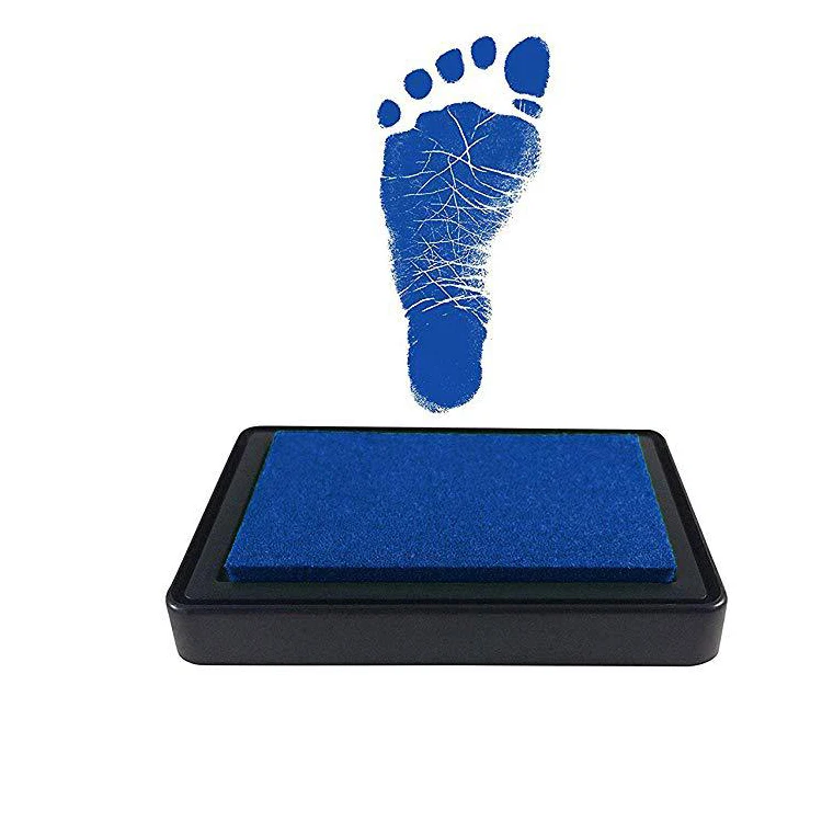 Детский отпечаток руки набор для отпечатка ступней нетоксичный новорожденный сувениры отливка отпечаток чернильный коврик младенческий отпечаток чернильный коврик Детские игрушки - Цвет: A-blue