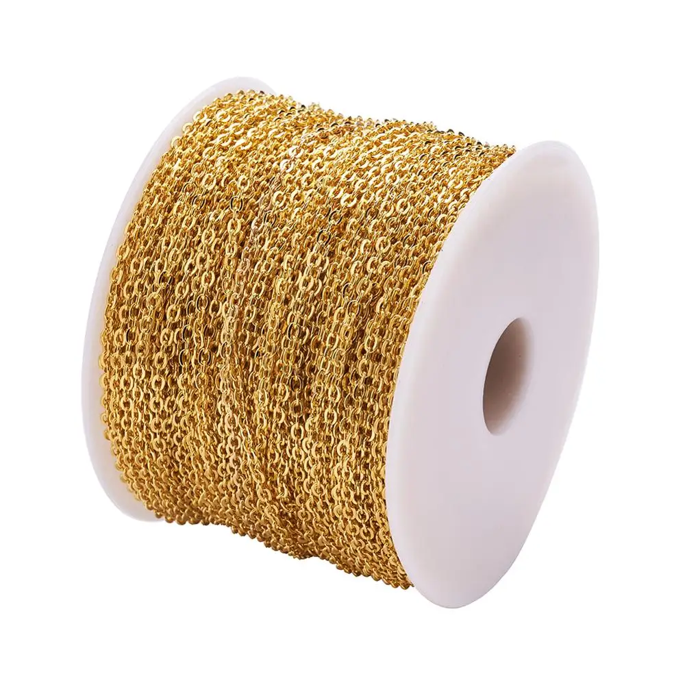 100 м/рулон золотистого кабеля цепи звено без сварной катушки для DIY ножной браслет ожерелья браслет ювелирных изделий Аксессуары 3x2x0,6 мм