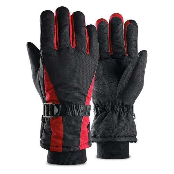 SAENSHING мужские лыжные перчатки Утепленные перчатки для сноуборда зимние теплые спортивные перчатки водонепроницаемые ветрозащитные изысканные теплые флисовые зимние - Цвет: red