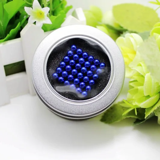 Blue New 5mm Magnetic Cube Magic Cube Blocks Beads Spheres Neo Cube Balls Puzzle with Metal Box Christmas Gift for Child - Цвет: Blue