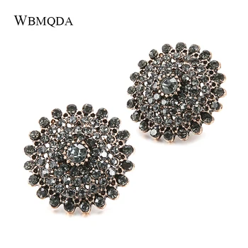 

Wbmqda 2020 New Luxury Round Gray Crystal Earrings For Women Ancient Gold Covered Rhinestone Wedding Earring Vintage Jewelry