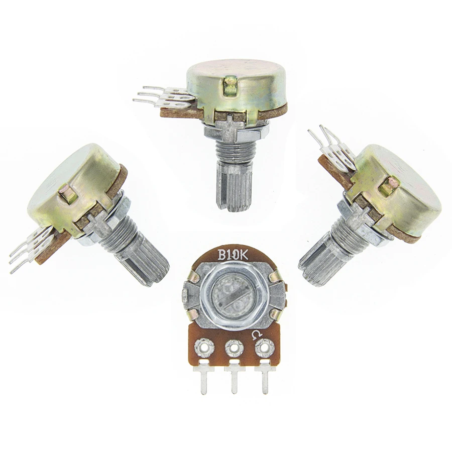 WH148 3Pin Linear Potentiometer 15mm Shaft With Nuts And Washers 10PCS B1K B2K B5K B10K B20K B50K B100K B500K linear potentiometer potentiometer kit electronic components