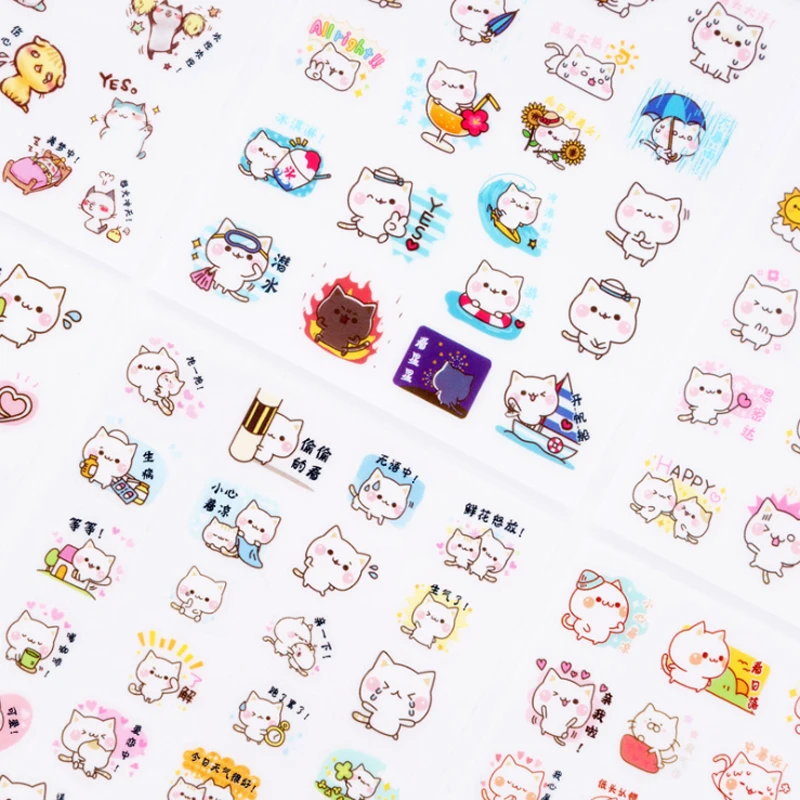 6 шт./упак. Kawaii Cat Happy Life Sticker DIY декоративная ежедневная наклейка Канцтовары ручная