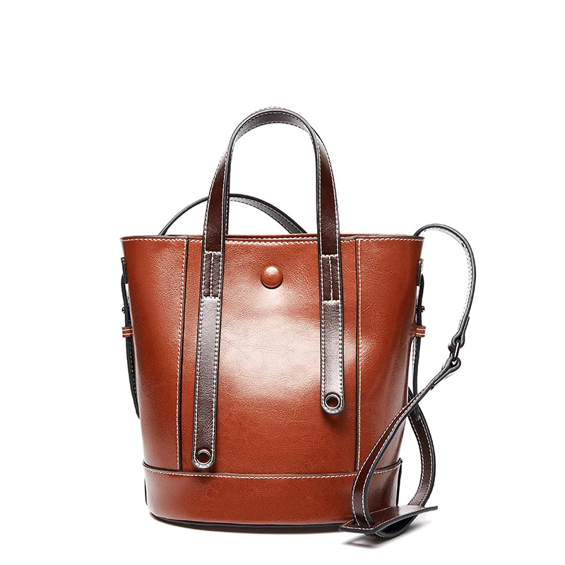 Новая женская сумка, кожаная сумка, сумка через плечо, цветная сумка-мешок, модная новая кожаная сумка для овощей - Цвет: Коричневый