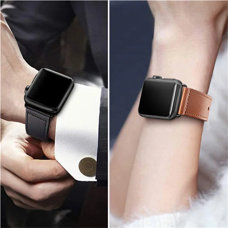 Натуральная кожа петля ремешок для наручных часов Apple Watch, ремешок 42 мм 44 мм Apple Watch 4 5 38 мм 40 мм, для iWatch, версия 3, 2, 1 ремешок сменный Браслет