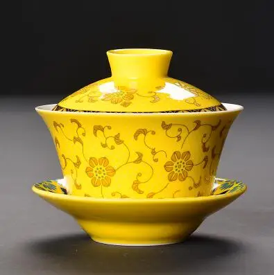 Керамический красный/белый/желтый дракон Gaiwan чайный сервиз фарфоровая чашка кунг-фу чайная чашка ручной окрашенный чайный чаша красивый чайник - Цвет: 08