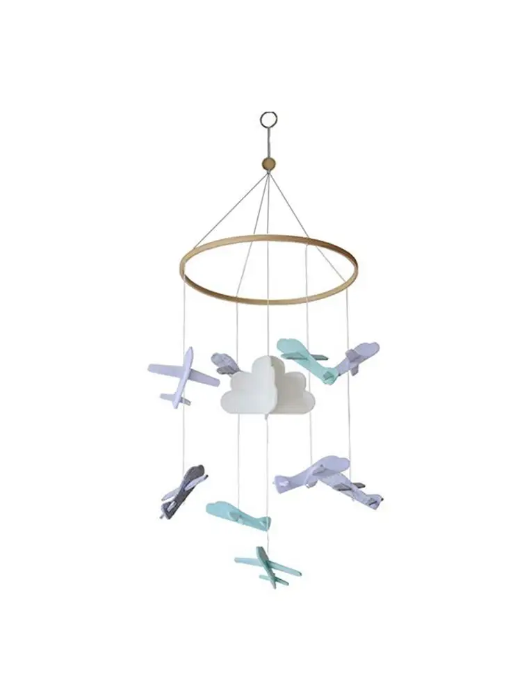 Crib Bell Mobile Device-Airplane And Cloud-Kindergarten Decoration-100% Felt-White Gray Light Blue Turquoise | Игрушки и хобби