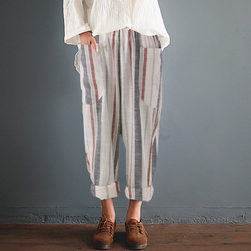 plus size high waisted linen pants