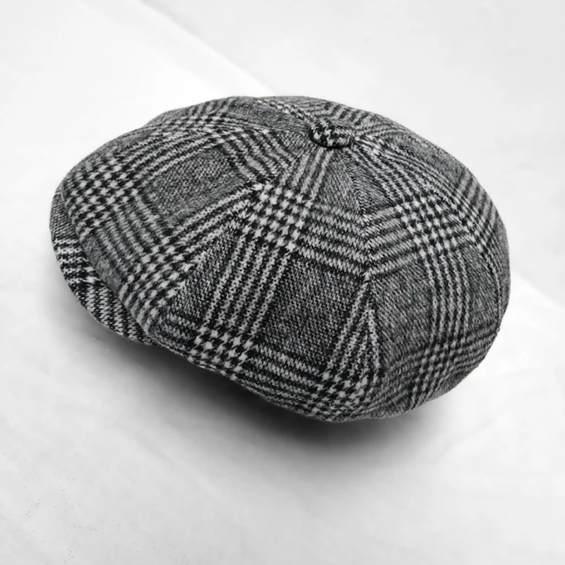 casquette, шерстяные кепки Newsboy, мужские, серые, клетчатые, плоские, шапки, женские, кофейные, британские художники, шапка, осенне-зимние шапки и шапки BLM111