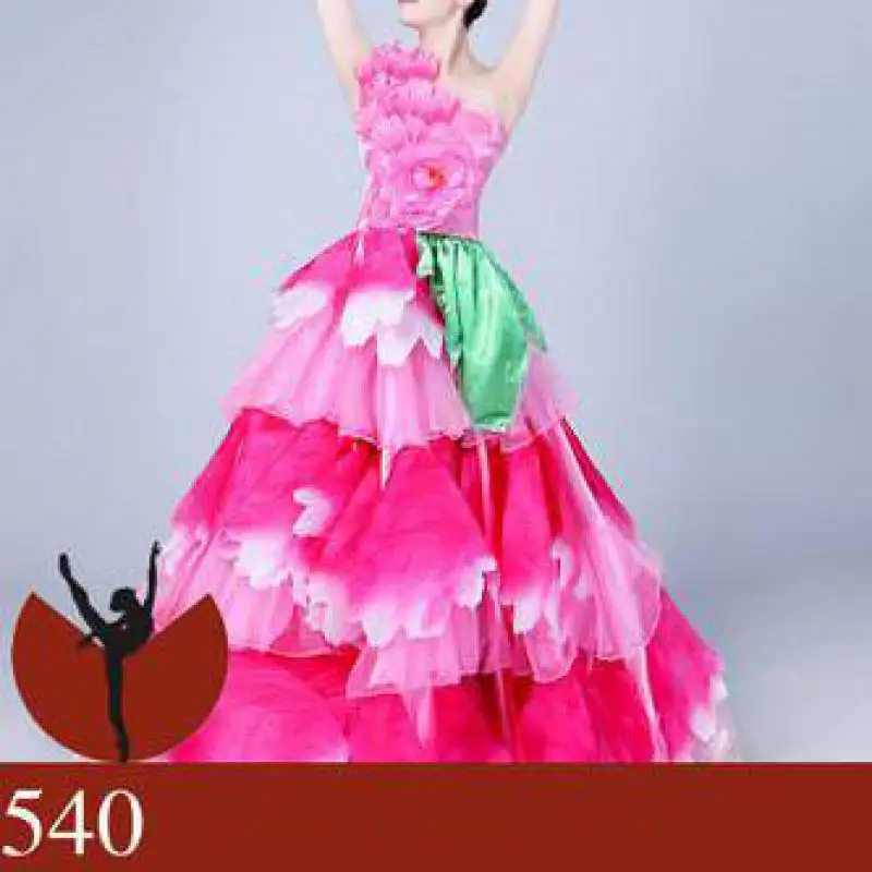 Vestidos Largos De Fiesta, цветочный костюм для преуспевающего танца, платье-компаньон, сценическое платье, большая юбка, платье, костюм - Цвет: Photo Color