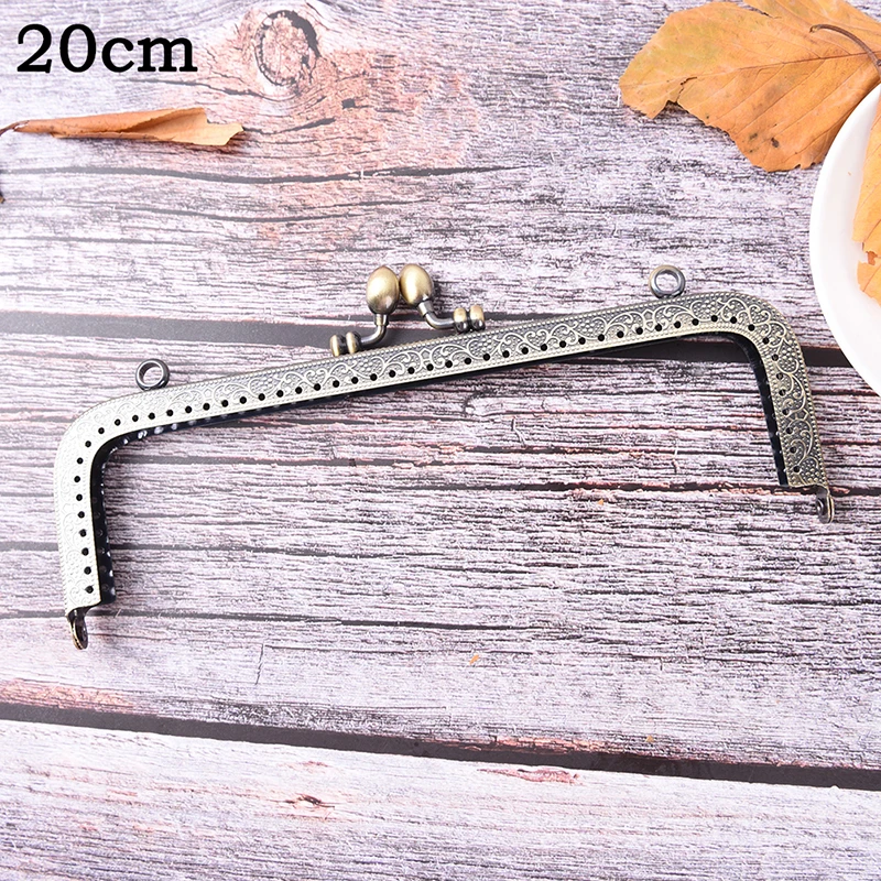 20CM 1 шт. бронзовая сумка-кошелек с ручкой для монет, металлическая сумка с застежкой в виде поцелуя, ручка с рамкой - Цвет: 20CM