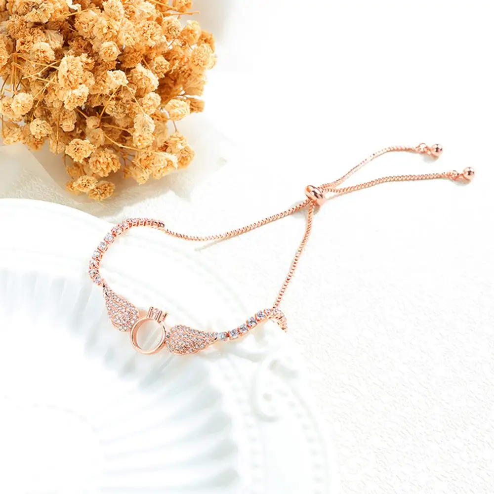 Медное покрытие розовое золото 18 карат женский браслет Крылья ангела горный