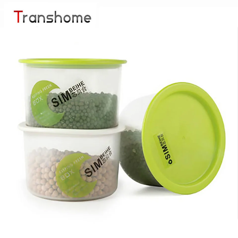 Прозрачный круглый контейнер для еды Transhome закусок пикника кухни хранения