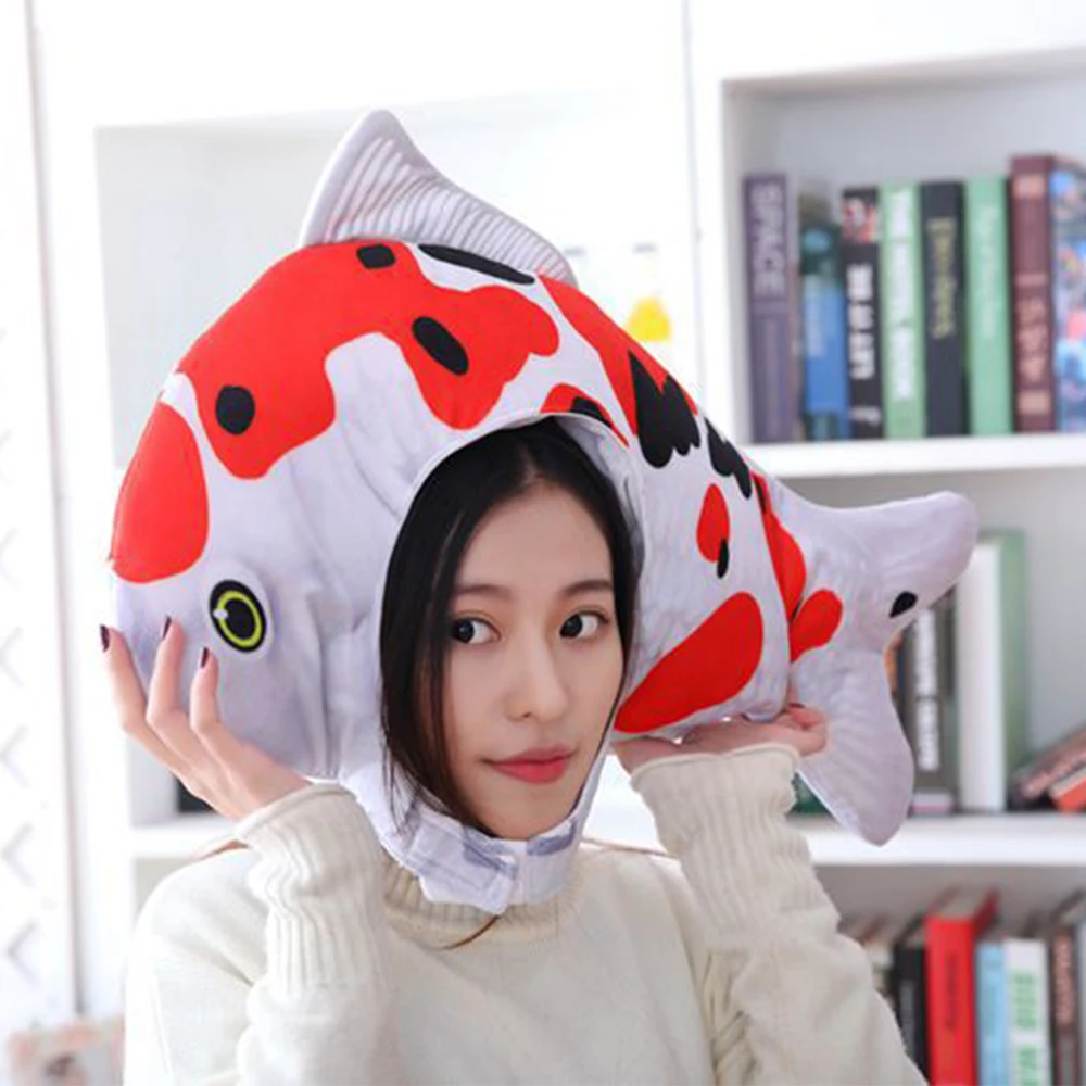 Lucky Carp Hat Toy Cosplay Props Accessories Plush Head Fancy Taiyaki Cosplay Cap Photo Props Stuffed Soft Toys