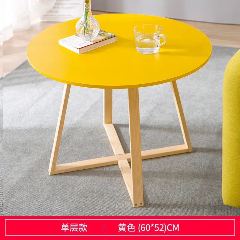 2 слоя Nordic простой Кофе стол Гостиная деревянный Чай настольная лампа творчески красочный круглый обеденный стол - Цвет: 1 layer 60cm A