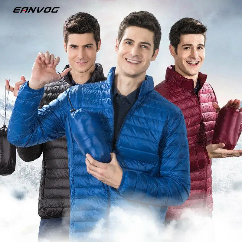 

Ultralight Men Duck Down Jacket Winter Coat Warm Stand Collar Pure Colorful Outwear Long Sleeve Warm Portable Male Outwear
