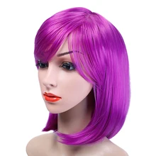 Короткий прямой Боб синтетические парики для женщин термостойкие косплей парики костюм для ариканских американских париков