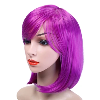 

Short Straight Bob Synthetic Wigs for Women Heat Resistant Cosplay Wigs Costume for Arican American Partial bangs Wig