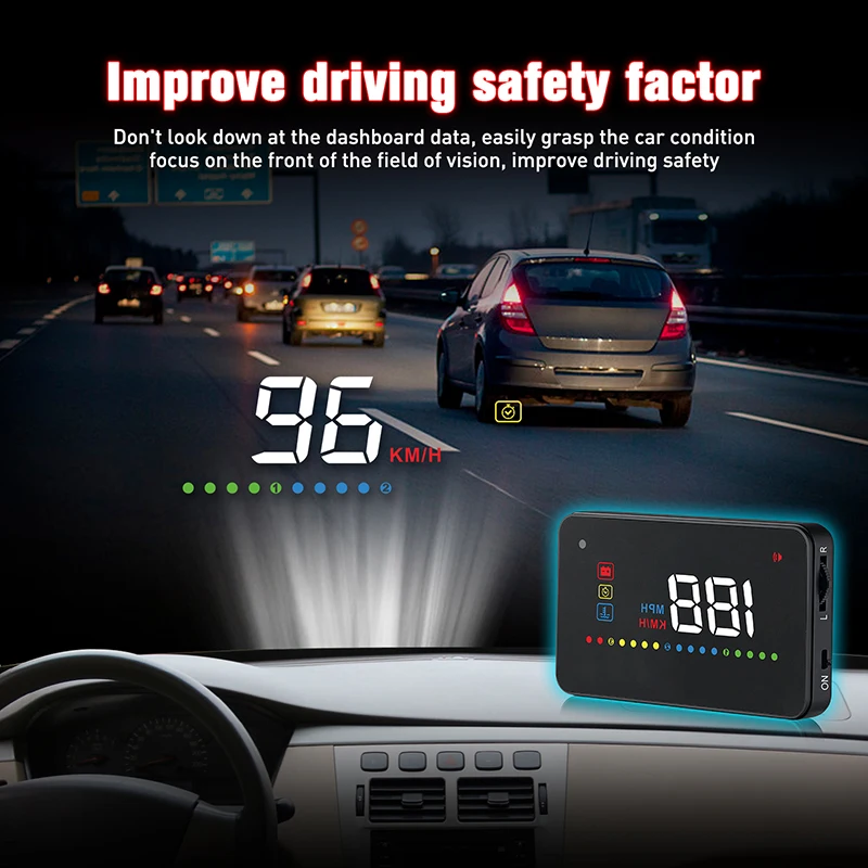 KAJARN HUD OBD2 дисплей на голову автоматический дисплей EUOBD система Предупреждение о превышении скорости проектор лобовое стекло проекция HUD OBD2 3," A200