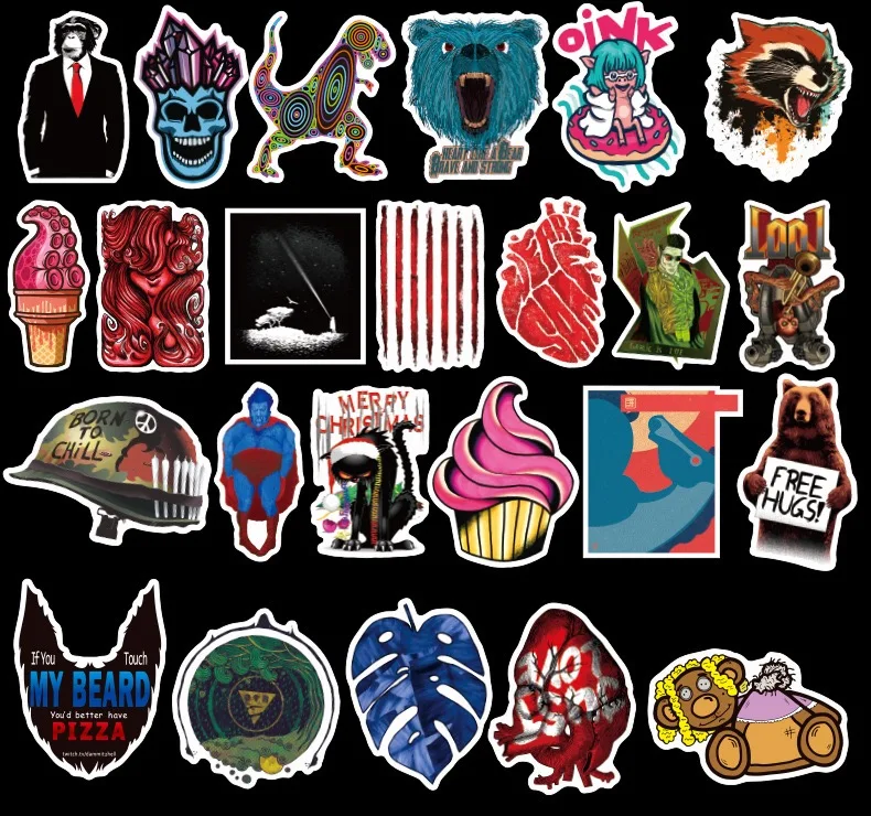100Pcs random NO Repeat Mixture Stickers Doodling Luggage Laptop Bike Scooter Travel DIY Stickers On The Car Motorcycle Luggage